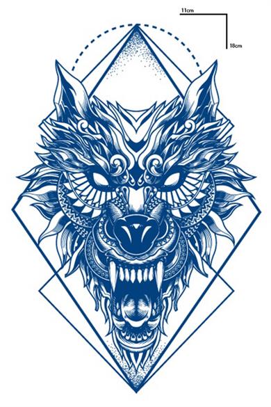 Kurt Figürlü 12 Saat Sonra Kararan Geçici Orta Dövme Tattoo
