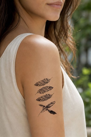 Dörtlü Tüy Mini Geçici Dövme Tattoo