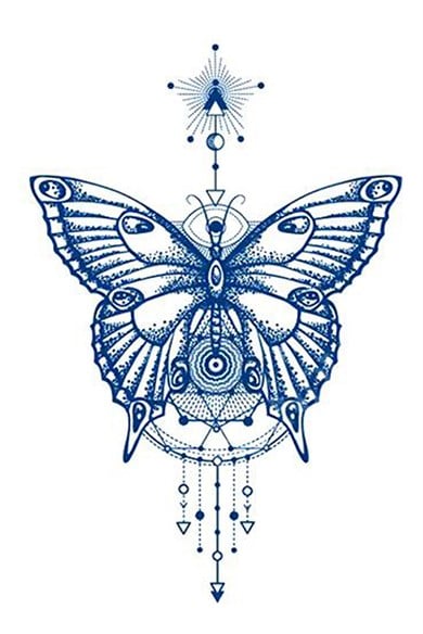 Kelebek Sonradan Kararan Yarı Kalıcı Geçici Dövme Tattoo