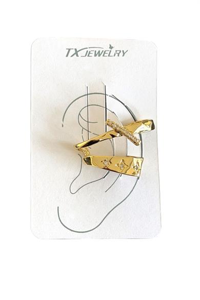 Gümüş Renk 14K Altın Kaplama TX Ear Cuff (Tek)