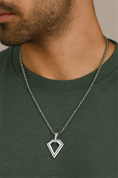 Gümüş Renk Erkek Zincir Çelik Kolye (60cm)