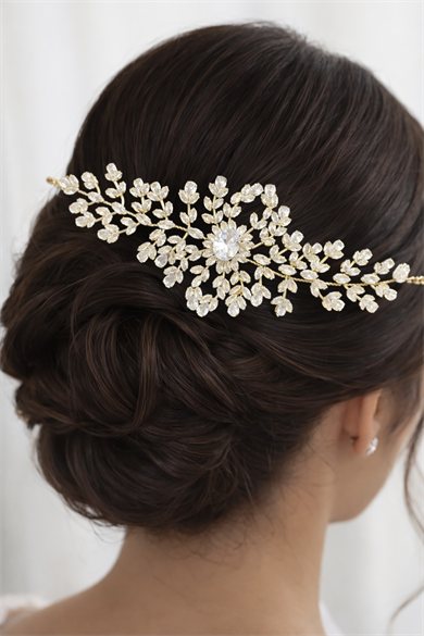 Zirkon Taşlı Gelin/Kına/Nişan/Söz Tasarım Taç