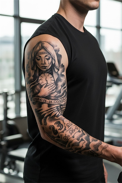 Rahibe Figürlü 12 Saat Sonra Kararan Geçici Kol Dövme Tattoo