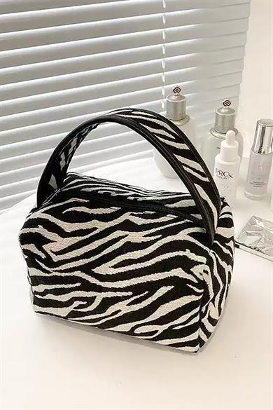 Zebra Desenli Makyaj Çantası