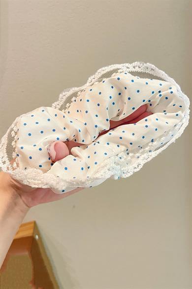 Beyaz Ve Mavi Renk Puantiyeli Simit Toka