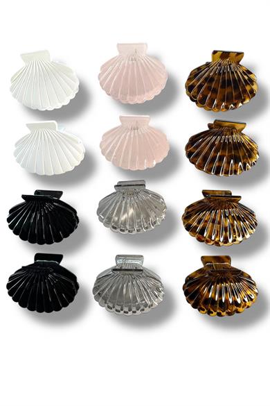 12li Karışık Renk İstiridye Figürlü Mandal Toka Set