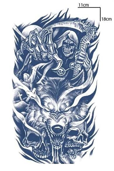 Kurt Ve Kuru Kafa Figürlü 12 Saat Sonra Kararan Geçici Orta Dövme Tattoo