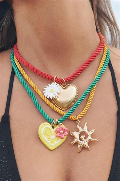 3lü Karışık Renk Ve Figürlü Tasarım Kolye