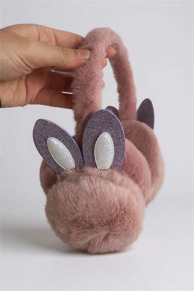 Gül Kurusu Renk Kulak Figürlü Peluş Kulaklık