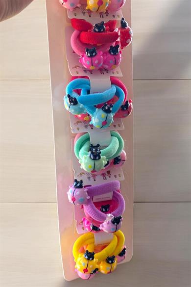10lu Karışık Renk Uğur Böceği Figürlü Lastik Toka Set