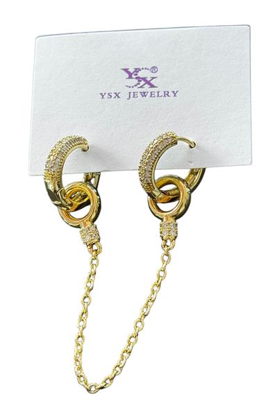 Altın Renk Taş Detaylı YSX Küpe (Çift)  
