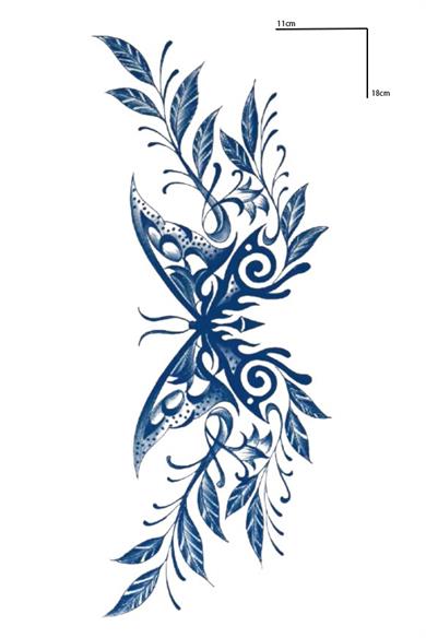 Kelebek Figürlü 12 Saat Sonra Kararan Geçici Orta Dövme Tattoo