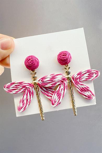 Pembe Renk Kelebek Figürlü Küpe (Çift)