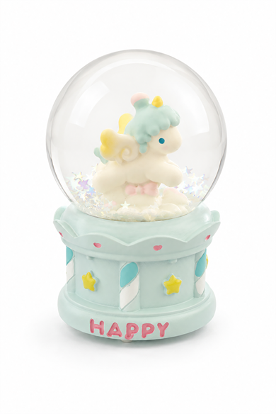Mavi Renk Unicorn Figürlü Işıklı Mini Küre