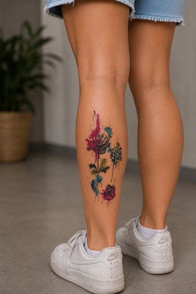 Üçlü Gül Geçici Dövme Tattoo