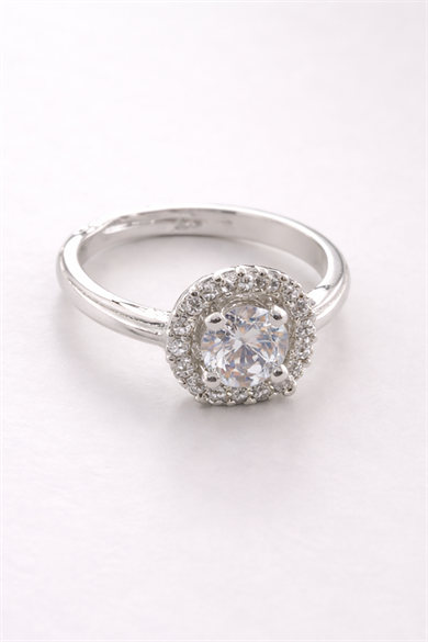 Gümüş Renk Ayarlanabilir Tektaş Yüzük