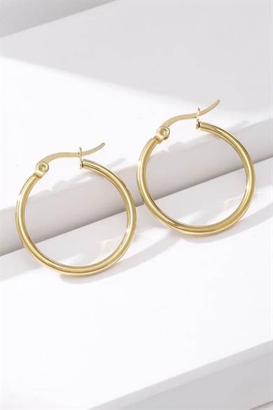 Altın Renk 25MM Çelik Halka Küpe (Çift)