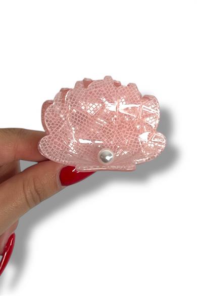 Pembe Renk Deniz Kabuğu Figürlü Kemik Mini Mandal Toka