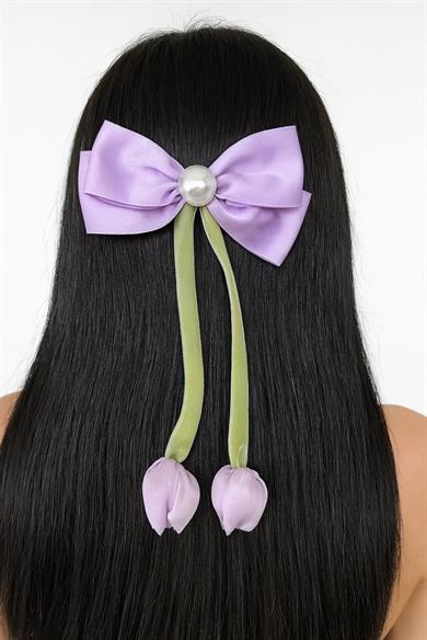 Mor Ve Yeşil Renk Karışık Figürlü İnci Detaylı Otomat Toka