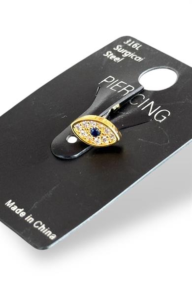 Altın Renk Göz Figürlü Çelik Tragus/Kıkırdak Küpe/Piercing (Tek)