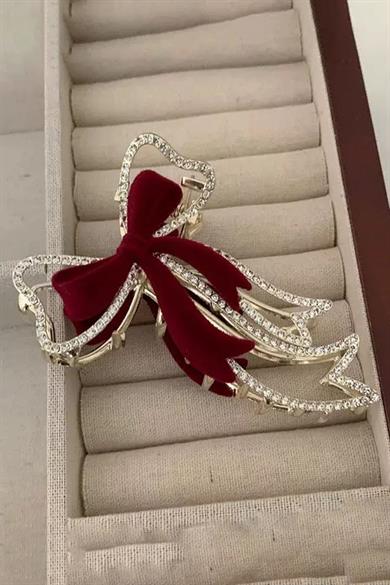 Altın Renk Kurdele Figürlü Taş Detaylı Metal Mandal Toka