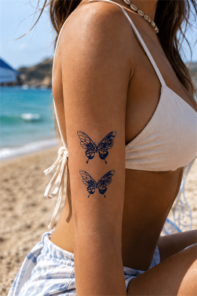 Kelebek Sonradan Kararan Yarı Kalıcı Geçici Dövme Tattoo