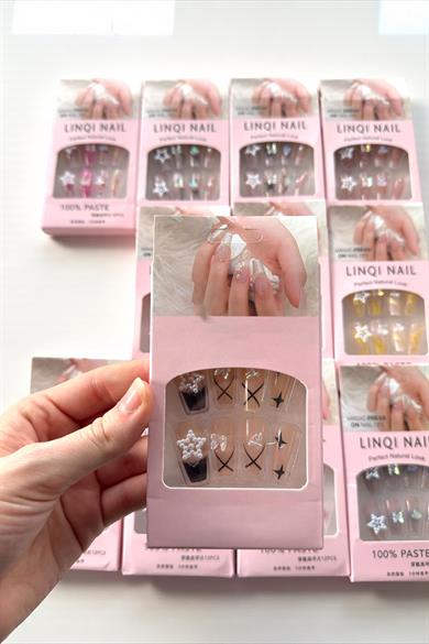 12li Karışık Renk Takma Tırnak Set