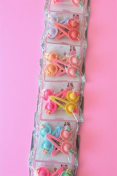 6lı Karışık Renk Şapka Figürlü Yan Toka Set 