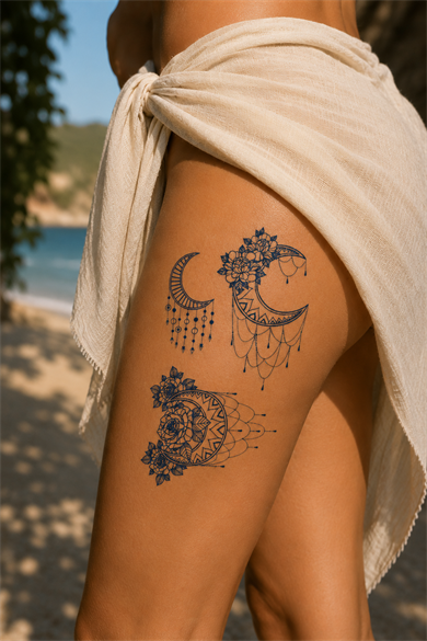 Ay Sonradan Kararan Yarı Kalıcı Geçici Dövme Tattoo