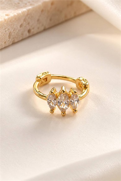 Altın Renk Taşlı Cerrahi Çelik Halka Tragus/Kıkırdak Küpe/Piercing (Tek)