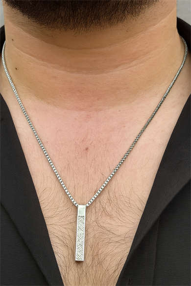 Gümüş Renk Erkek Zincir Çelik Kolye (55cm)