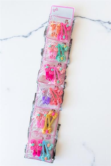 6lı Karışık Renk Kurdele Figürlü Yan Toka Set 