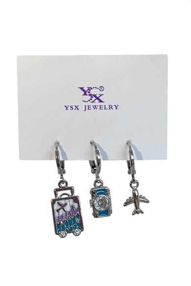 Gümüş Renk Karışık Figürlü 3lü YSX Küpe Set