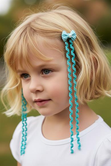 2li Yeşil Renk Kurdele Figürlü Çocuk Yan Toka