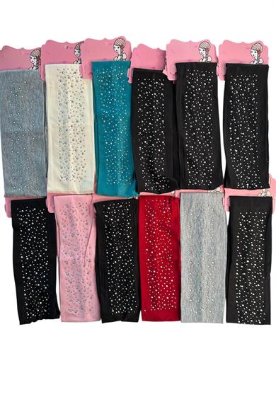 12li Karışık Renk Taş Detaylı Saç Bandı