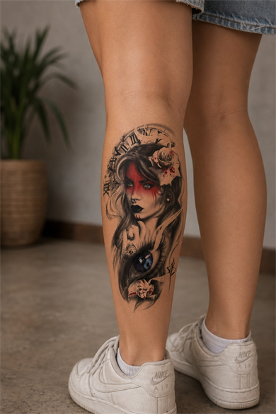 Mavi Gözlü Kız Geçici Dövme Tattoo