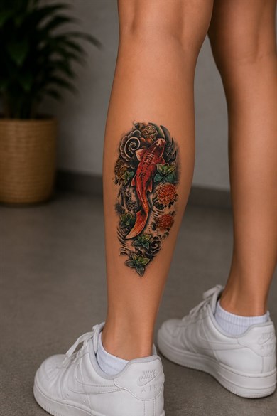 Renkli Koi Balığı Geçici Dövme Tattoo