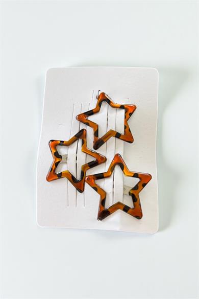 3lü Leopar Desenli Yıldız Figürlü Yan Toka Set