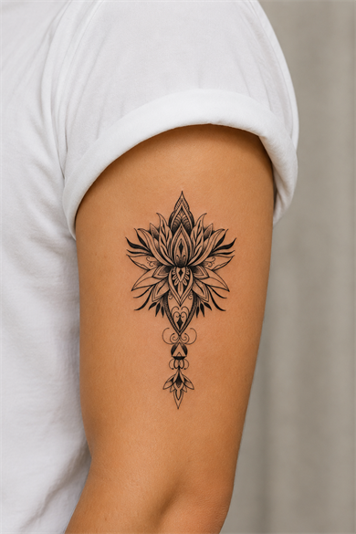 Lotus Çiçek Geçici Dövme Tattoo