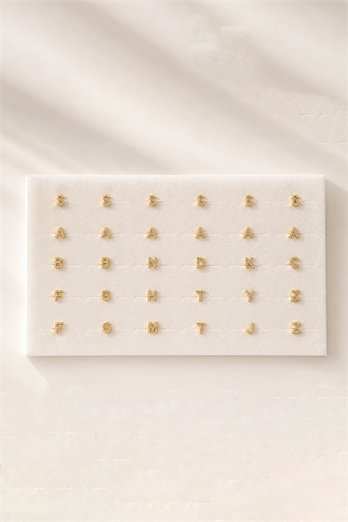 24lü Altın Renk Harfli Tragus Küpe Set