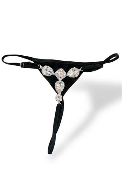 Siyah Renk Taş Detaylı Tanga