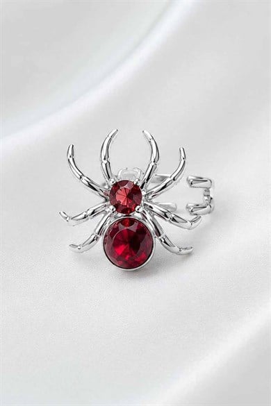 Gümüş Renk Örümcek  Figürlü Taş Detaylı TX Ear Cuff (Tek)