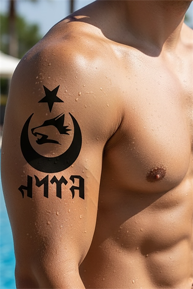Temporary Ayyıldız Wolf and Turkish Written Tattoo Tattoo