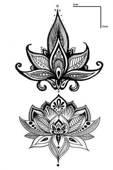 Geçici Lotus Figürlü Mini Dövme Tattoo