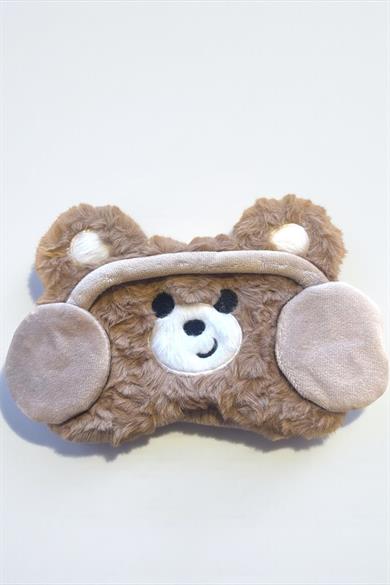 Kahve Renk Ayıcık Figürlü Peluş Uyku Bandı