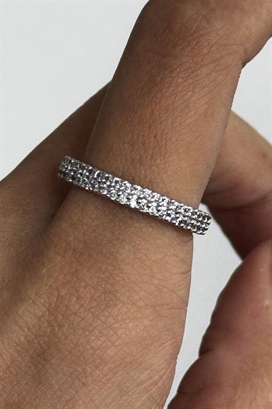 24lü Gümüş Renk Taş Detaylı Yüzük Set