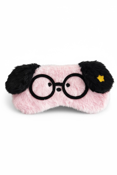 Pembe Renk Köpek Figürlü Peluş Uyku Bandı