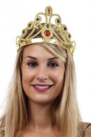 Altın Renk Ayarlanabilir Plastik Kraliçe Tacı