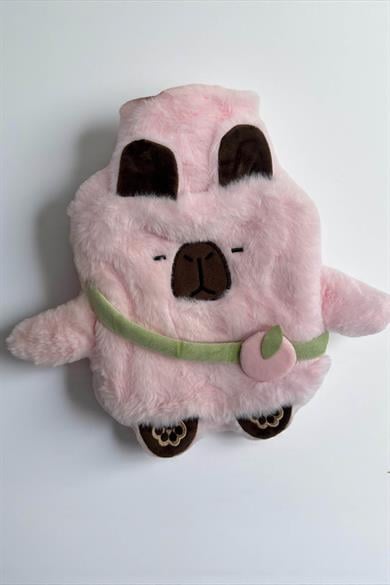 Pembe Renk Kapibara Figürlü Peluş Sıcak Su Torbası