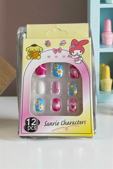 12li Karışık Renk Karışık Figürlü Çocuk Takma Tırnak